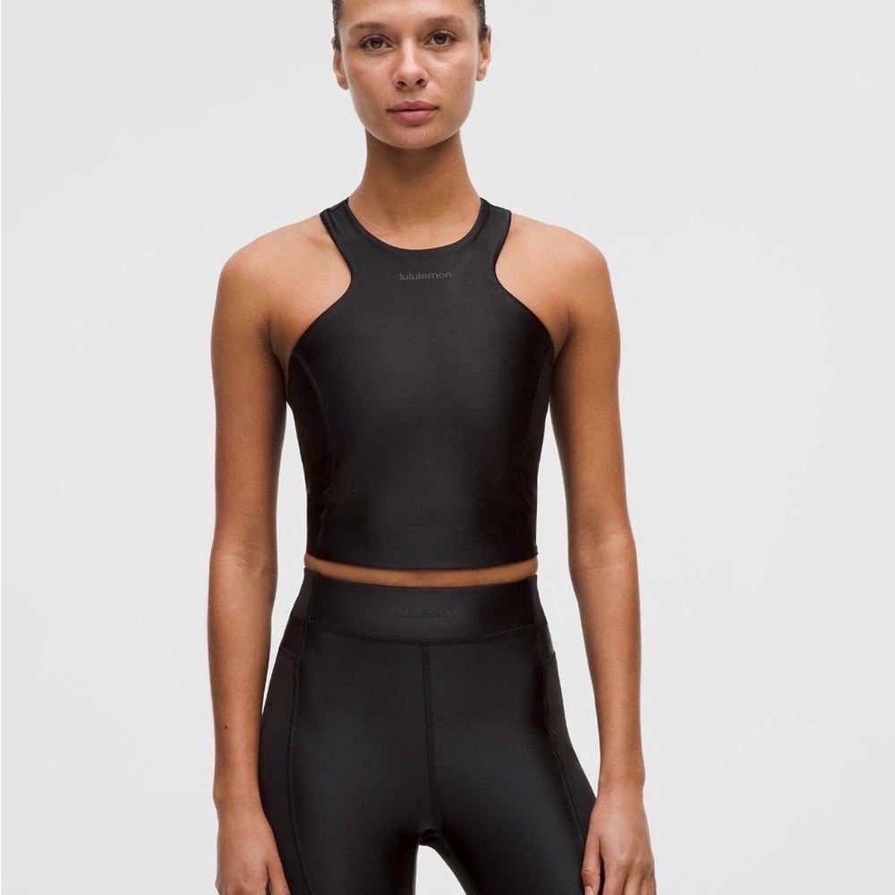 lululemon athletica Black High-Neck Cropped Racerback Tank